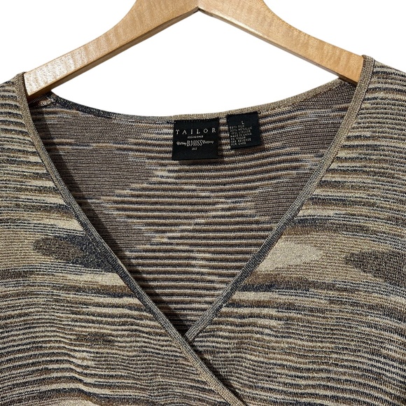 Tailor B Moss Womens Silk Blend Metallic Stretch Top Size L Vintage Autumn - Picture 4 of 5